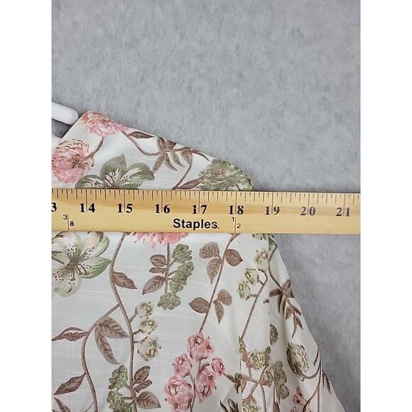 Cato White Floral 3/4 Sleeve Tie Neck Babydoll Rayon Blouse Women's Plus 18 20W - Picture 10 of 12